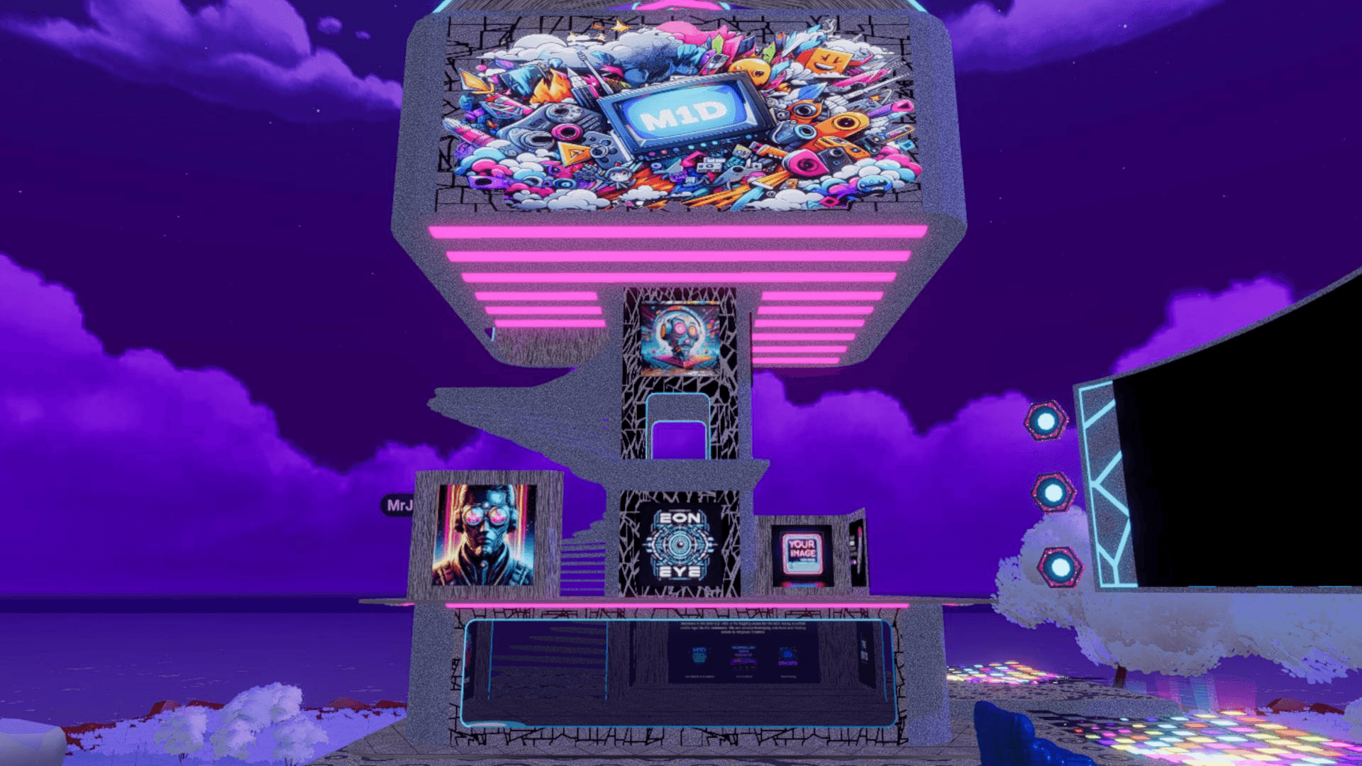 M1D branding and art displays