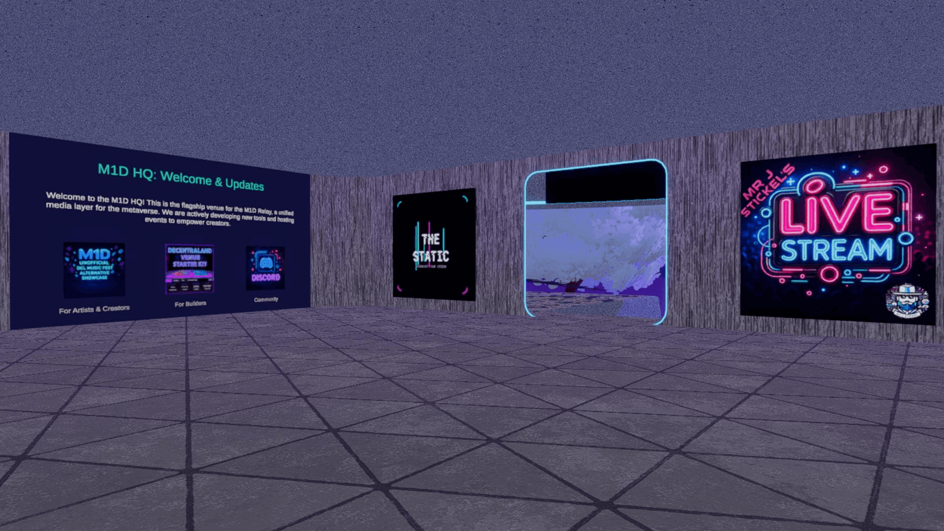 Welcome & Updates info board area