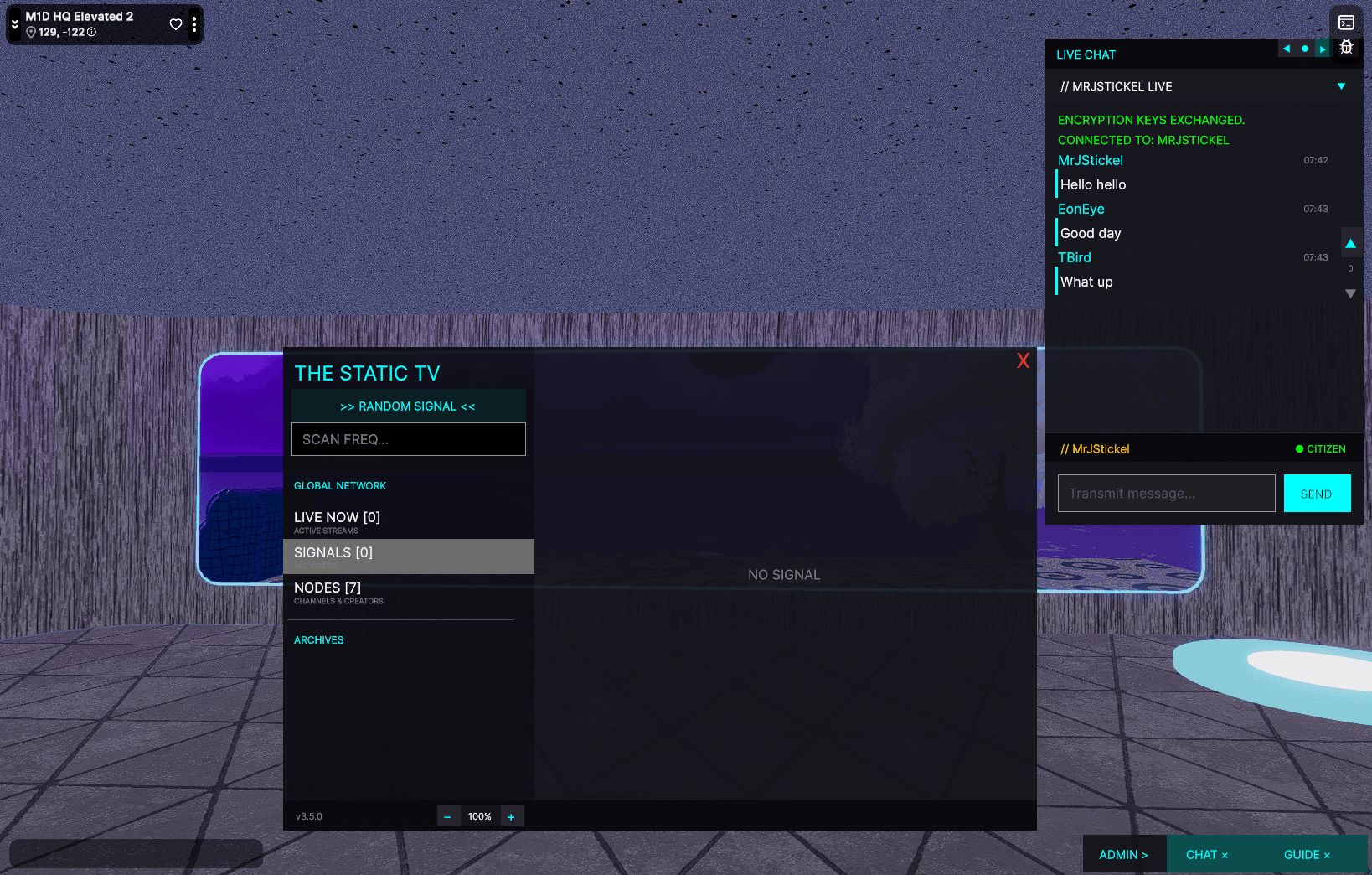 Live chat integration with venue